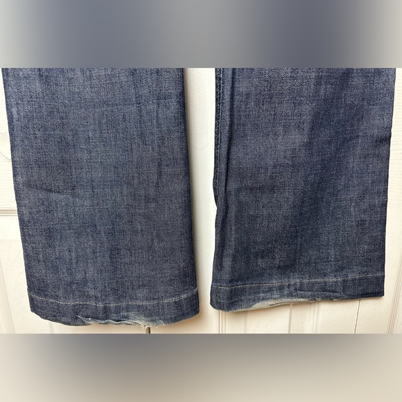 THEORY Wide Leg Flare Denim Trouser Jeans Dark Wash Workwear Career Low Rise - Picture 6 of 11